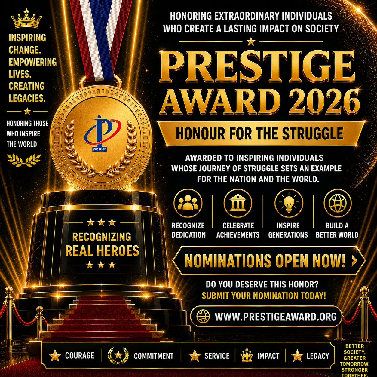 प्रेस्टीज अवार्ड 2026 की घोषणा दो चरणों में, अक्टूबर में पहले चरण के नाम होंगे जारी