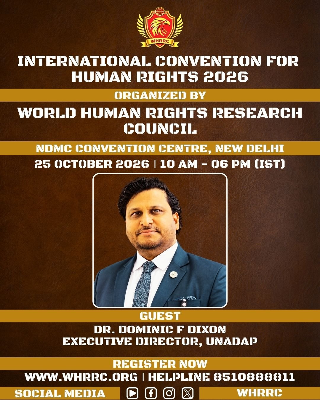Dr. Dominic F. Dixon, Executive Director, UNADAP, will participate in the International Convention for Human Rights 2026